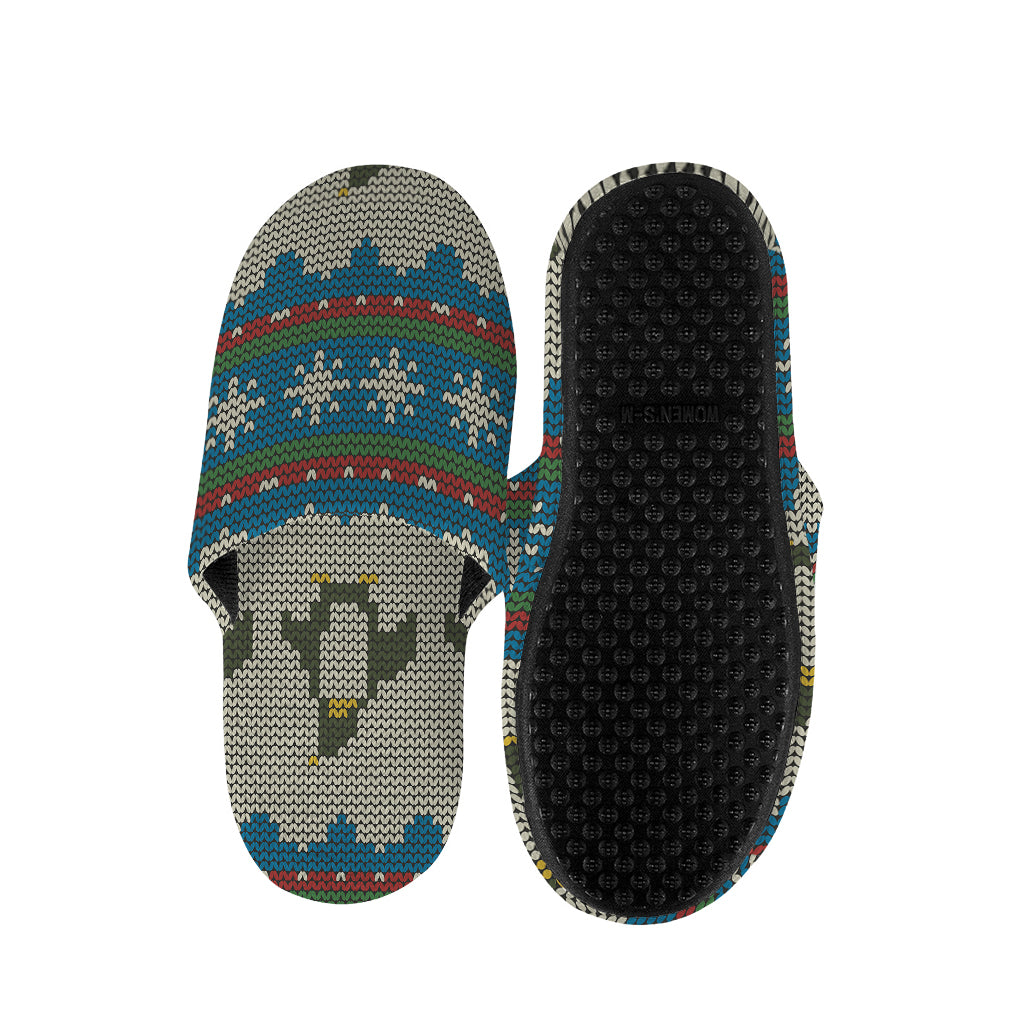 Xmas Penguin Pattern Print Slippers