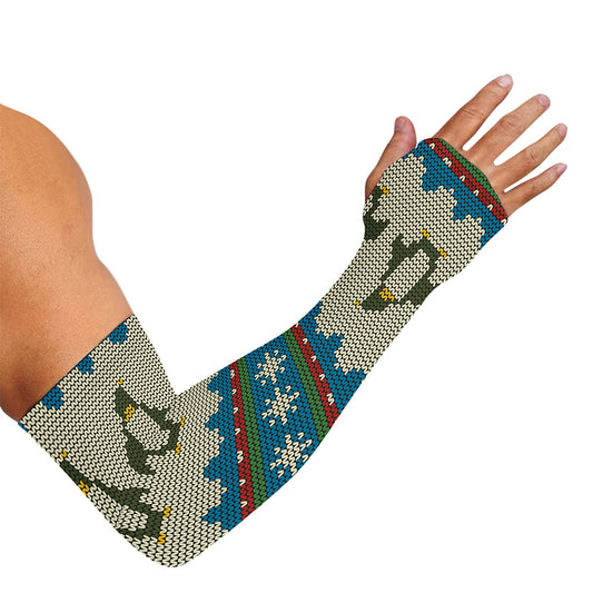 Xmas Penguin Pattern Print Sun Protection Arm Sleeves