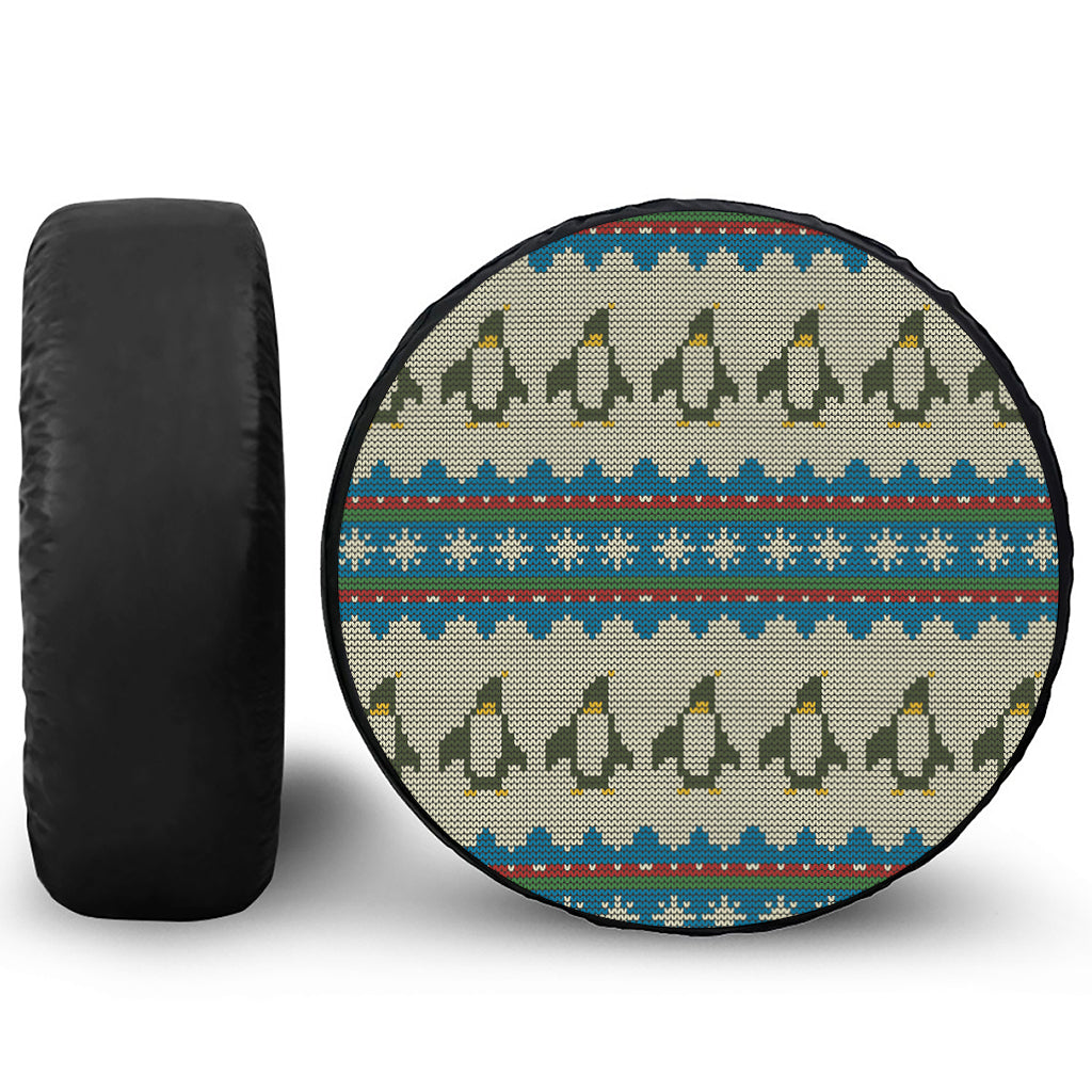 Xmas Penguin Pattern Print Tire Cover