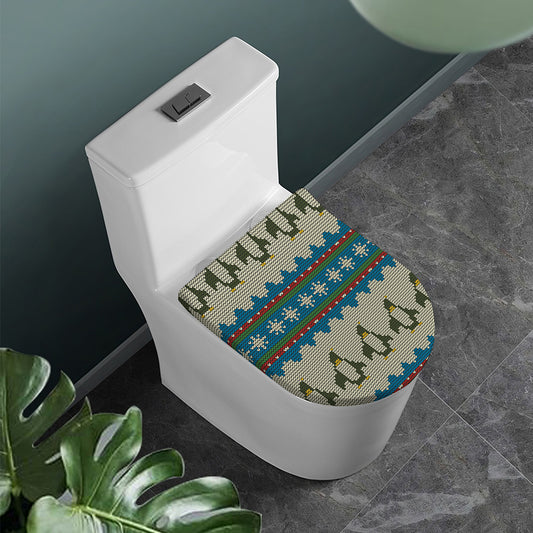 Xmas Penguin Pattern Print Toilet Lid Cover