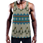 Xmas Penguin Pattern Print Training Tank Top