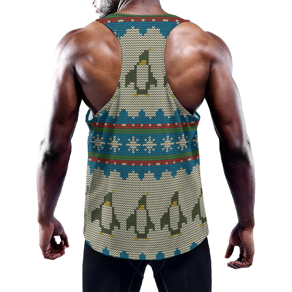 Xmas Penguin Pattern Print Training Tank Top