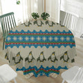 Xmas Penguin Pattern Print Waterproof Round Tablecloth