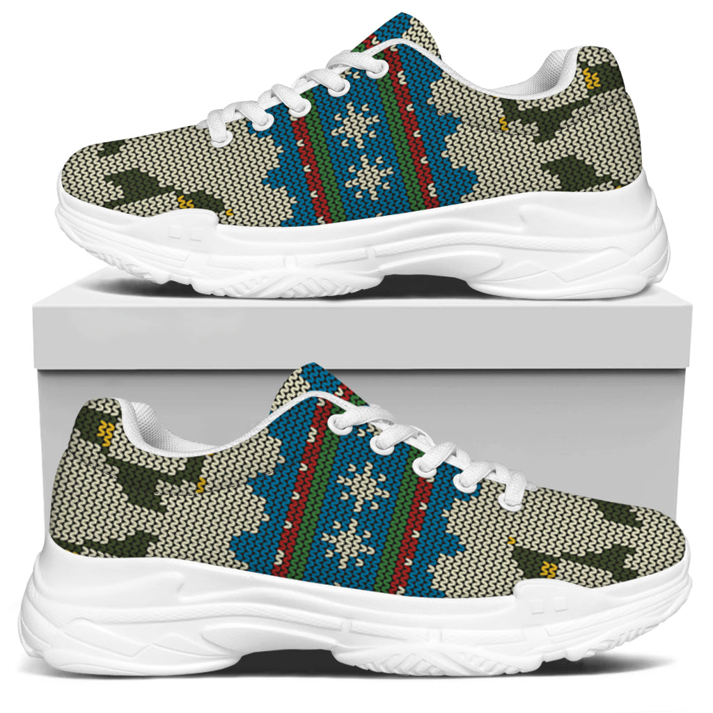 Xmas Penguin Pattern Print White Chunky Shoes