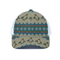 Xmas Penguin Pattern Print White Mesh Trucker Hat