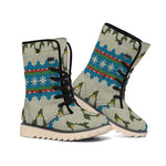 Xmas Penguin Pattern Print Winter Boots
