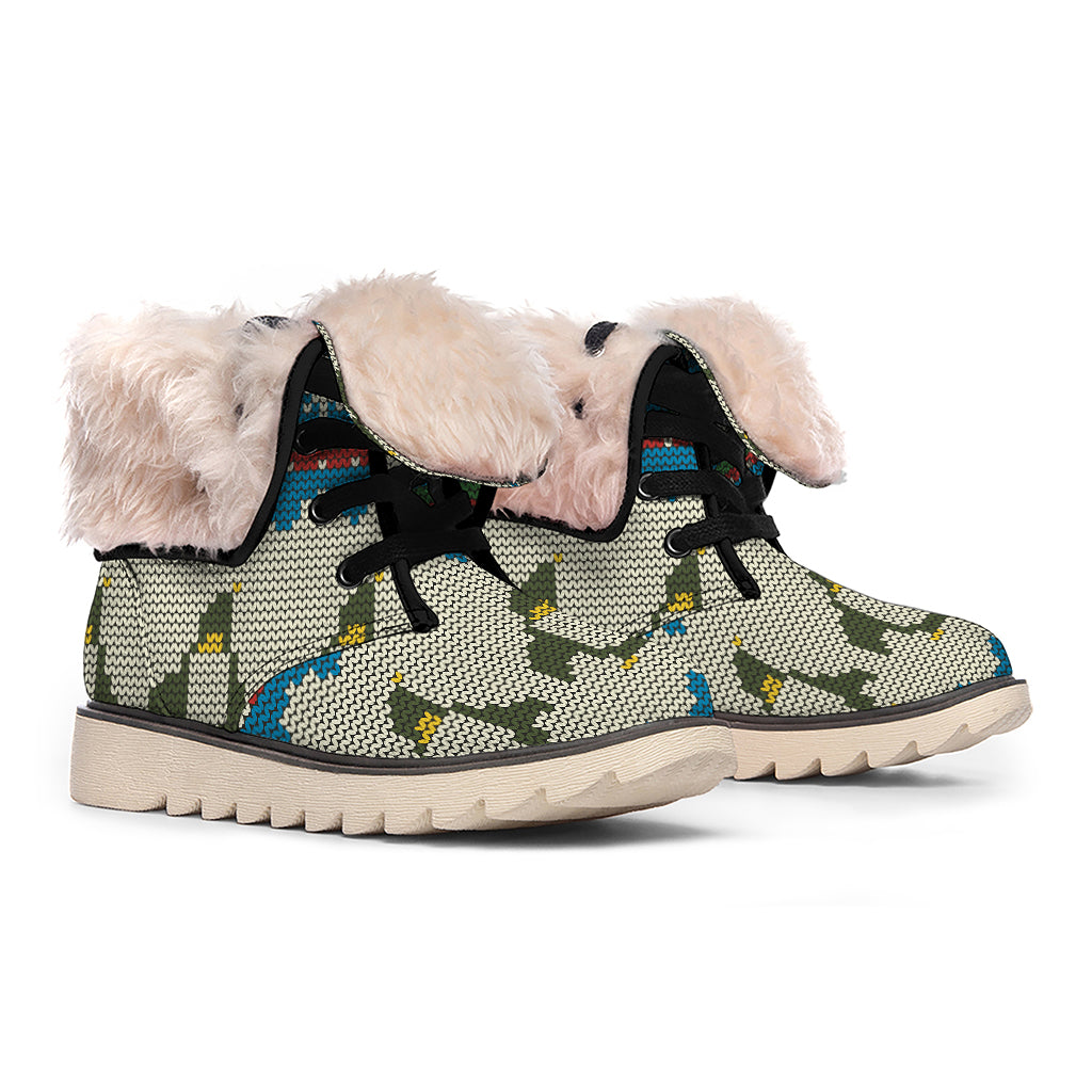 Xmas Penguin Pattern Print Winter Boots