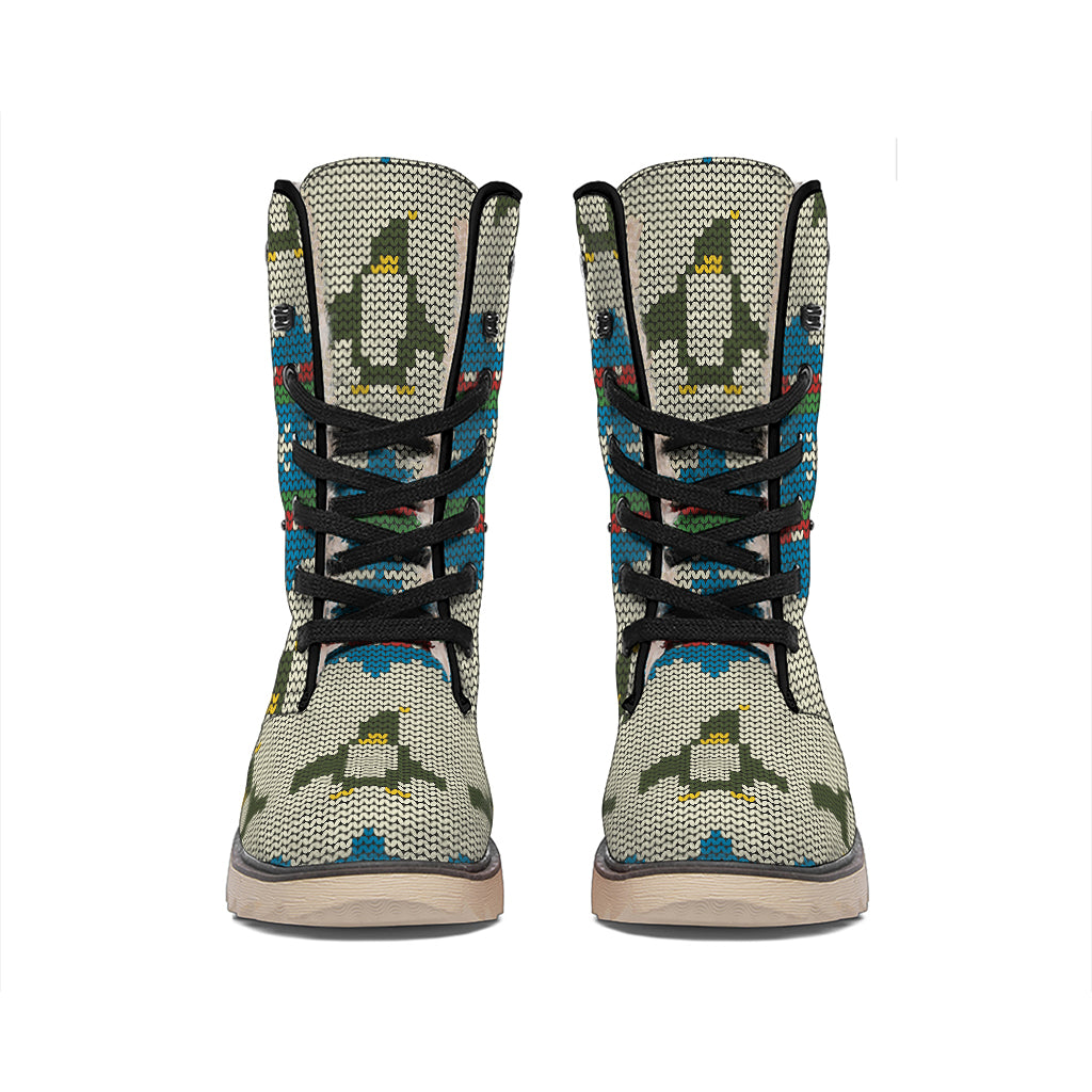 Xmas Penguin Pattern Print Winter Boots