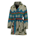 Xmas Penguin Pattern Print Women's Bathrobe