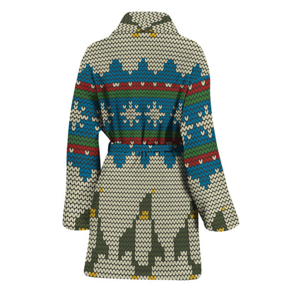 Xmas Penguin Pattern Print Women's Bathrobe