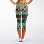 Xmas Penguin Pattern Print Women's Capri Leggings