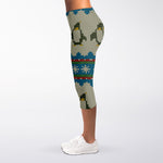 Xmas Penguin Pattern Print Women's Capri Leggings