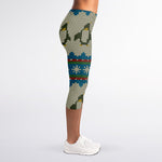 Xmas Penguin Pattern Print Women's Capri Leggings