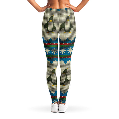 Xmas Penguin Pattern Print Women's Leggings