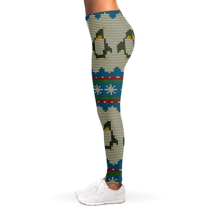 Xmas Penguin Pattern Print Women's Leggings