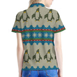 Xmas Penguin Pattern Print Women's Polo Shirt
