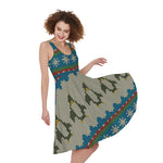 Xmas Penguin Pattern Print Women's Sleeveless Dress