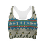 Xmas Penguin Pattern Print Women's Sports Bra