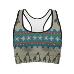 Xmas Penguin Pattern Print Women's Sports Bra