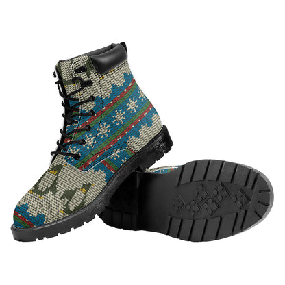 Xmas Penguin Pattern Print Work Boots