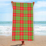 Xmas Plaid Pattern Print Beach Towel