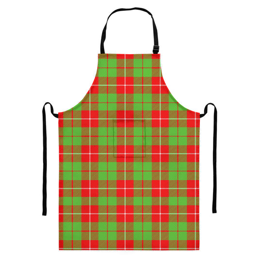 Xmas Plaid Pattern Print Bib Apron With Pocket
