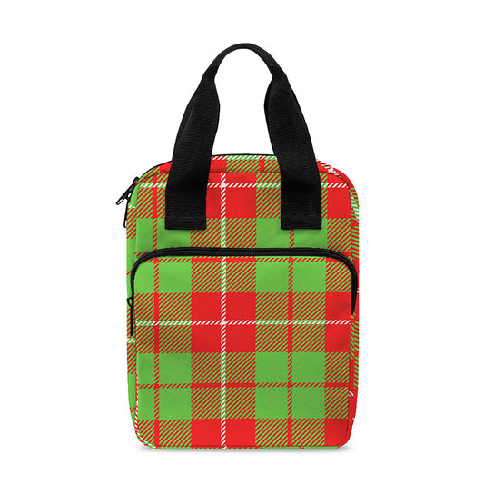 Xmas Plaid Pattern Print Bible Tote Bag