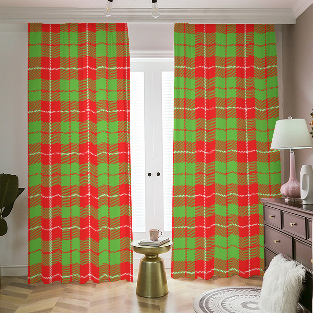 Xmas Plaid Pattern Print Blackout Pencil Pleat Curtains