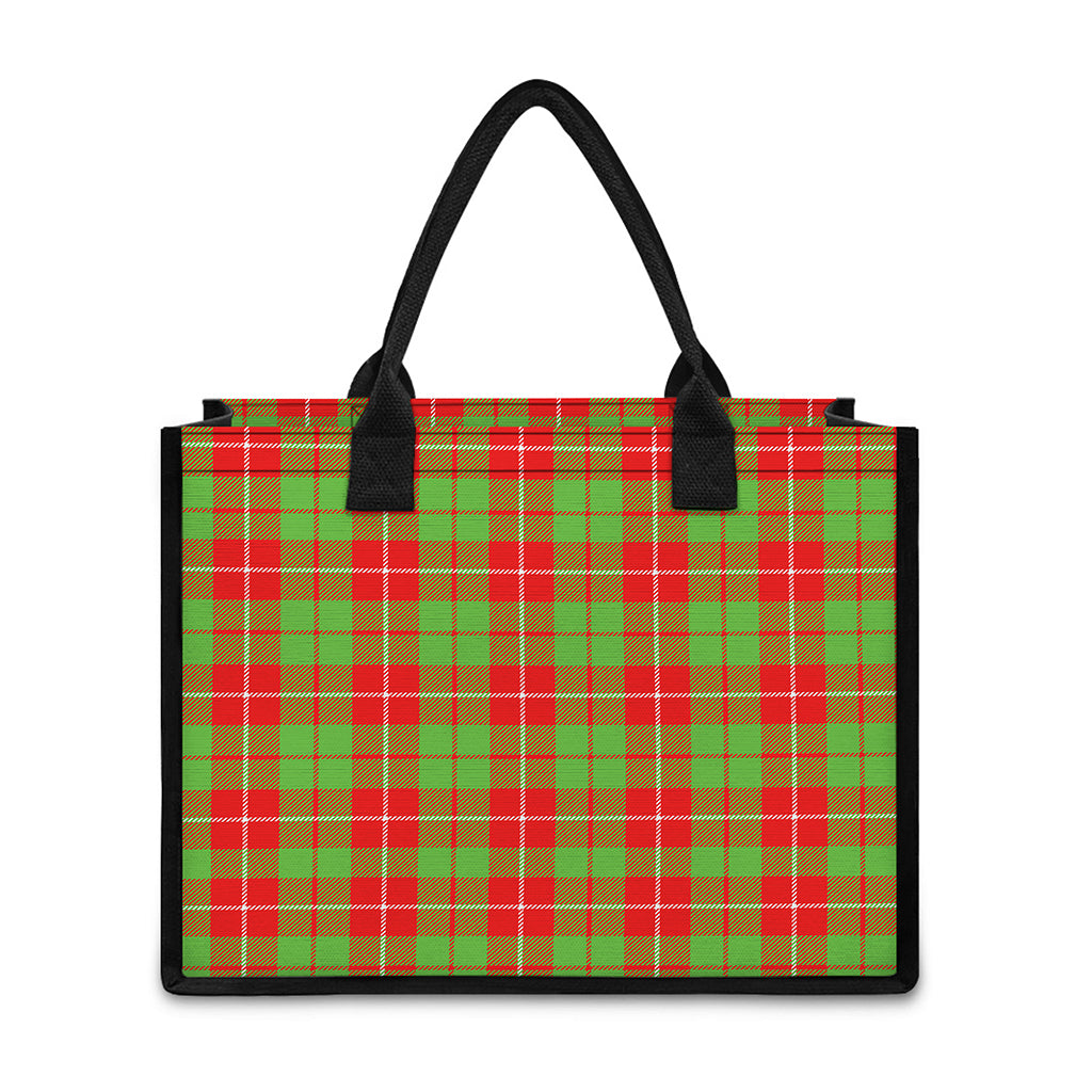 Xmas Plaid Pattern Print Canvas Tote Bag