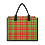 Xmas Plaid Pattern Print Canvas Tote Bag