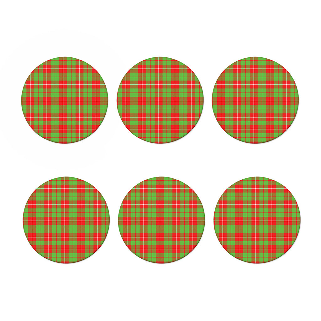 Xmas Plaid Pattern Print Coaster Set