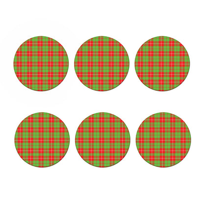 Xmas Plaid Pattern Print Coaster Set
