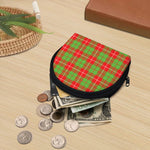 Xmas Plaid Pattern Print Coin Purse