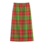 Xmas Plaid Pattern Print Cotton Front Slit Maxi Skirt