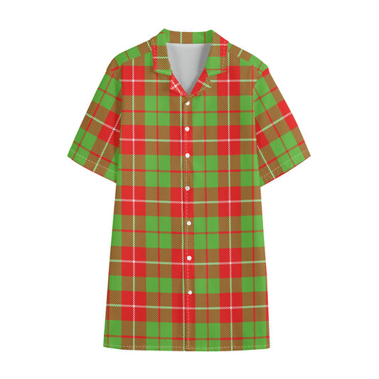 Xmas Plaid Pattern Print Cotton Hawaiian Shirt