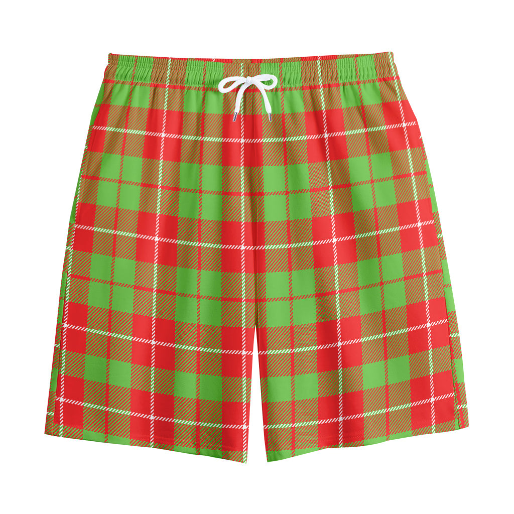 Xmas Plaid Pattern Print Cotton Shorts