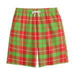Xmas Plaid Pattern Print Cotton Shorts