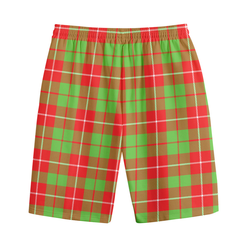 Xmas Plaid Pattern Print Cotton Shorts