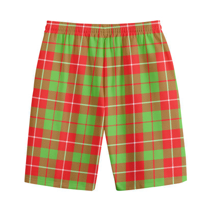 Xmas Plaid Pattern Print Cotton Shorts