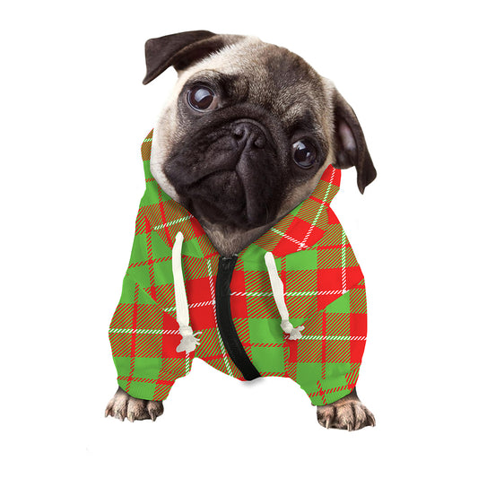 Xmas Plaid Pattern Print Dog Zip Up Hoodie