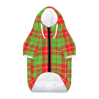 Xmas Plaid Pattern Print Dog Zip Up Hoodie