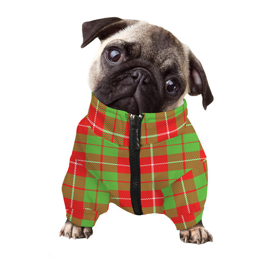 Xmas Plaid Pattern Print Dog Zip Up Jacket
