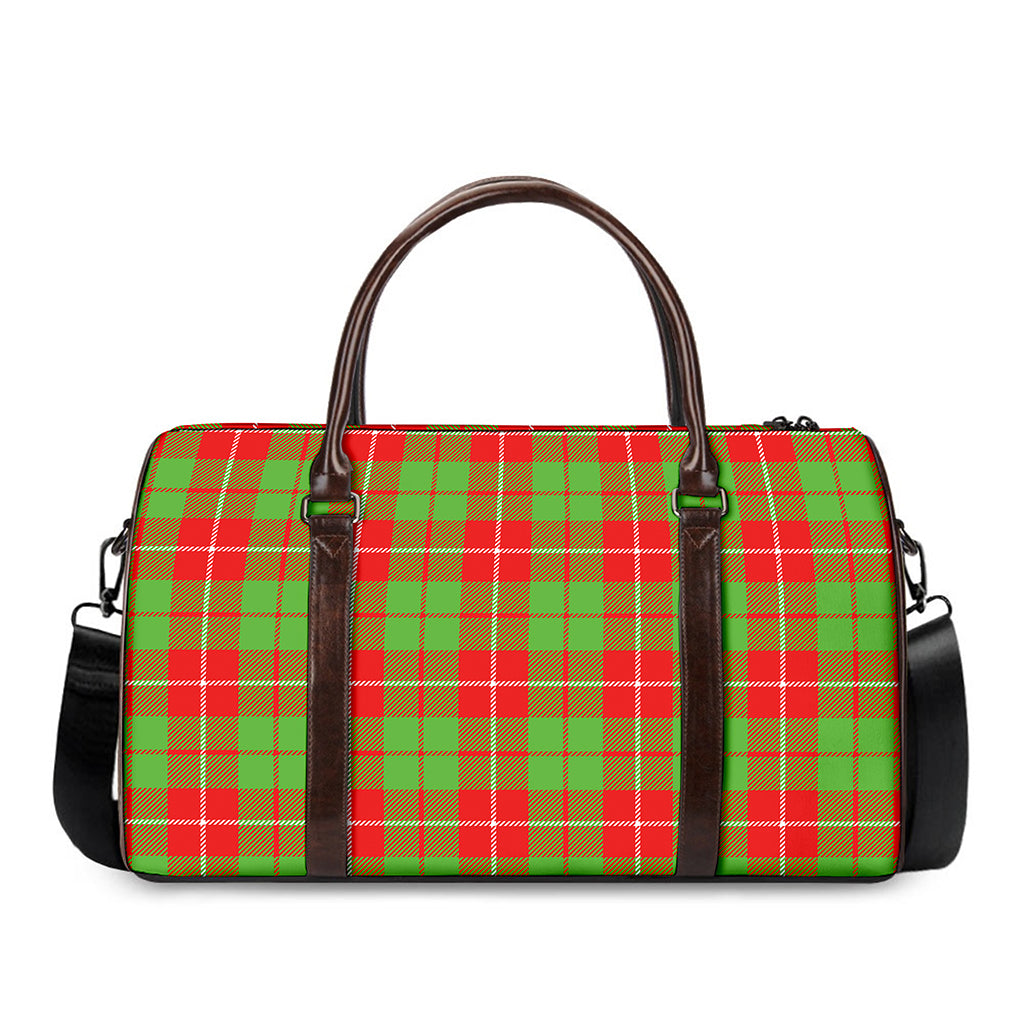 Xmas Plaid Pattern Print Duffle Bag