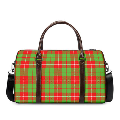Xmas Plaid Pattern Print Duffle Bag