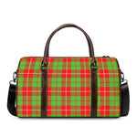 Xmas Plaid Pattern Print Duffle Bag
