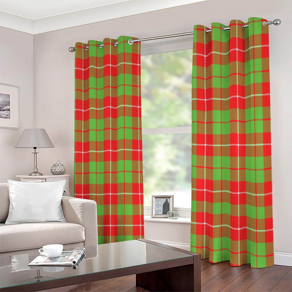 Xmas Plaid Pattern Print Extra Wide Grommet Curtains