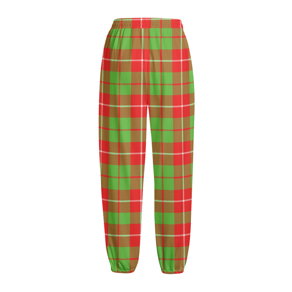 Xmas Plaid Pattern Print Fleece Lined Knit Pants