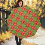 Xmas Plaid Pattern Print Foldable Umbrella