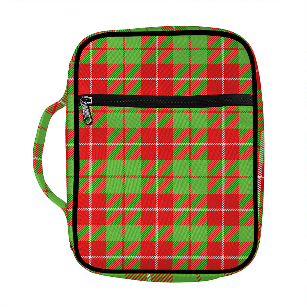 Xmas Plaid Pattern Print Front Pocket Bible Bag