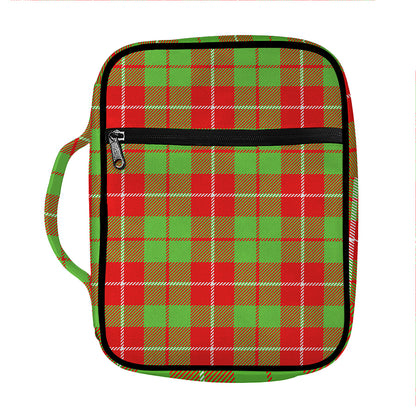 Xmas Plaid Pattern Print Front Pocket Bible Bag